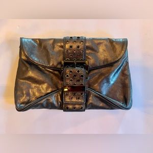 Micheal Kors  pewter leather clutch